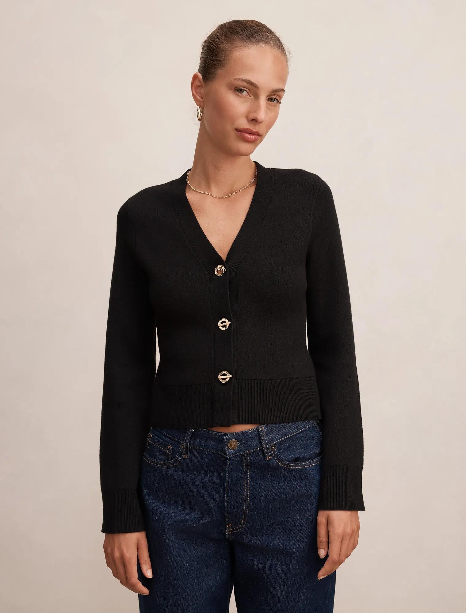 ⭐︎mi様⭐︎【ё】eyelet lace compact cardigan Yasmin Eyelet Detail Knit Cardigan Black – Forever New