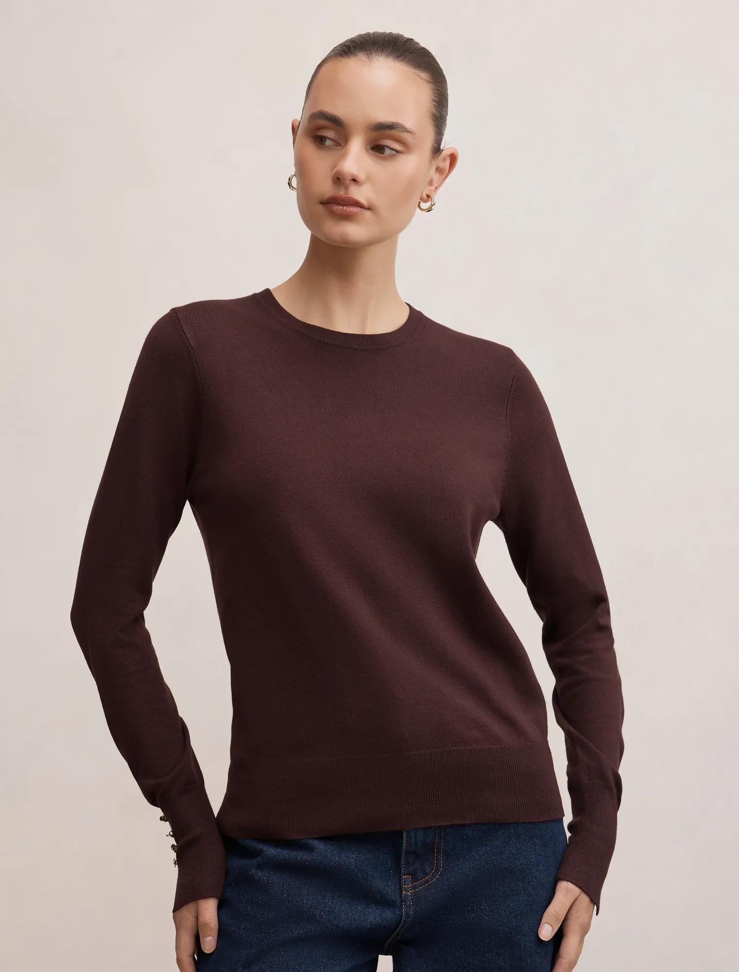 Katie Crew Neck Sweater Chocolate
