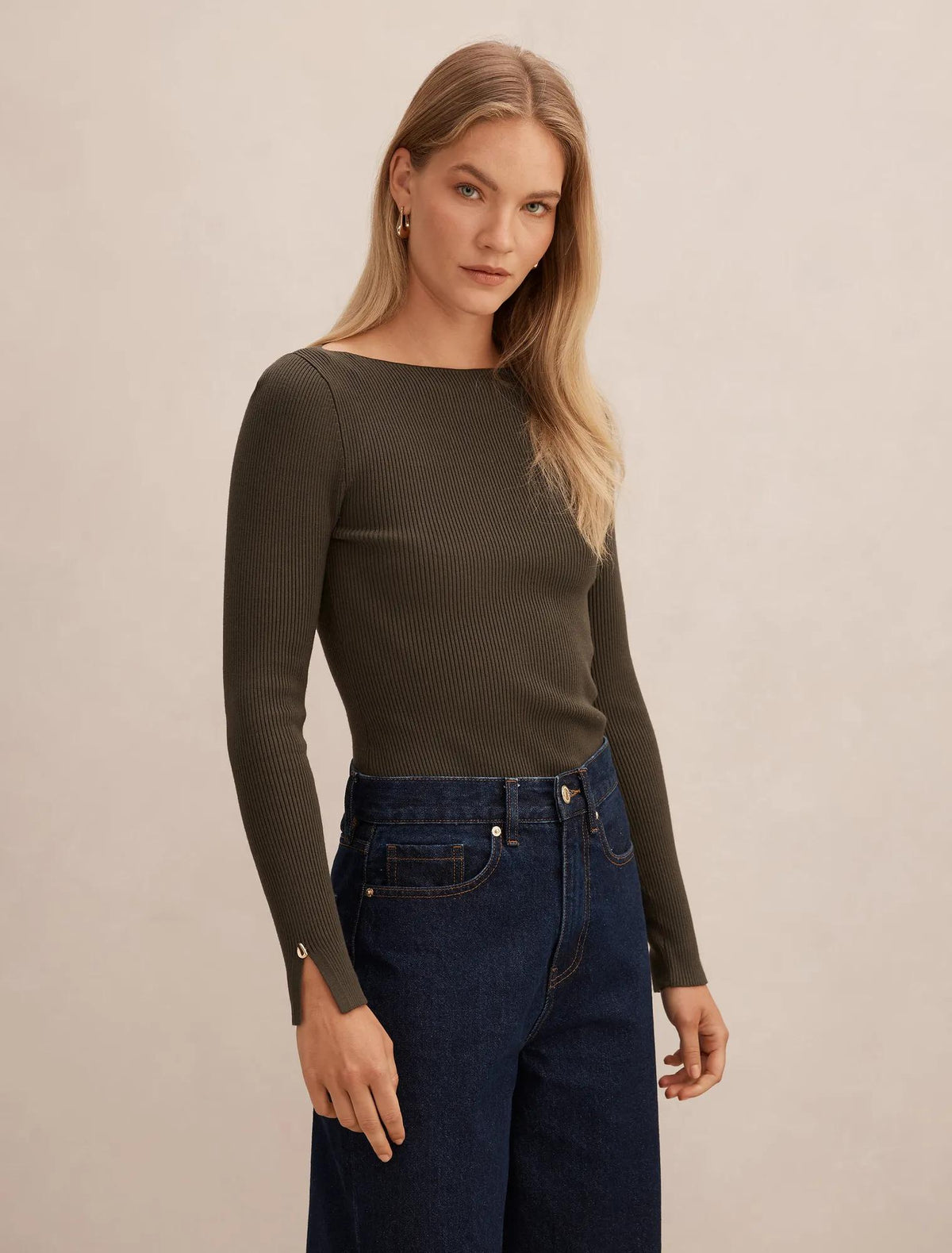 Alaia Knit Rib Top Deep Olive