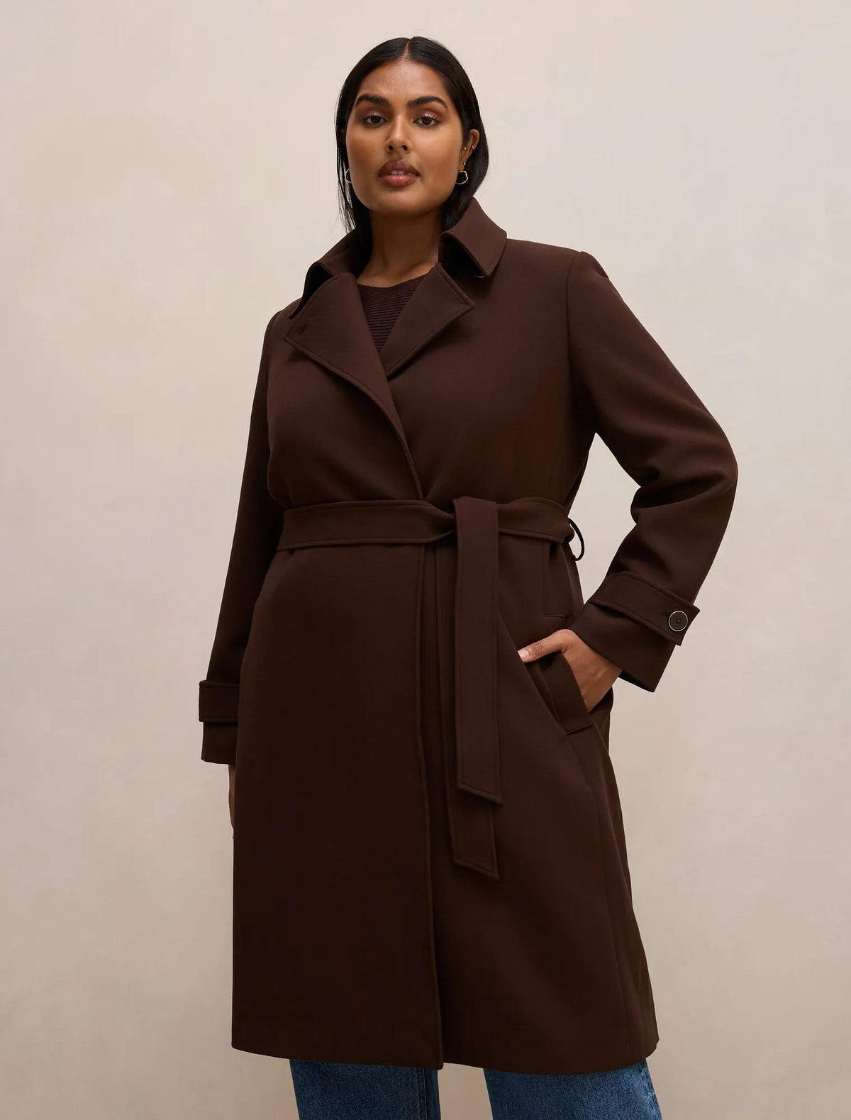Tayla Curve Trench Coat Chocolate Mousse
