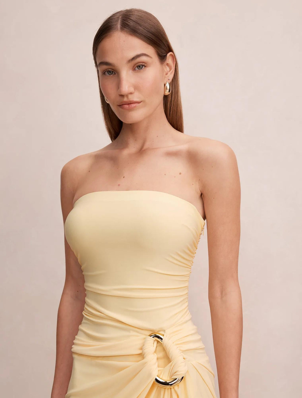 Keely Strapless Jersey Maxi Dress Spring Daffodil