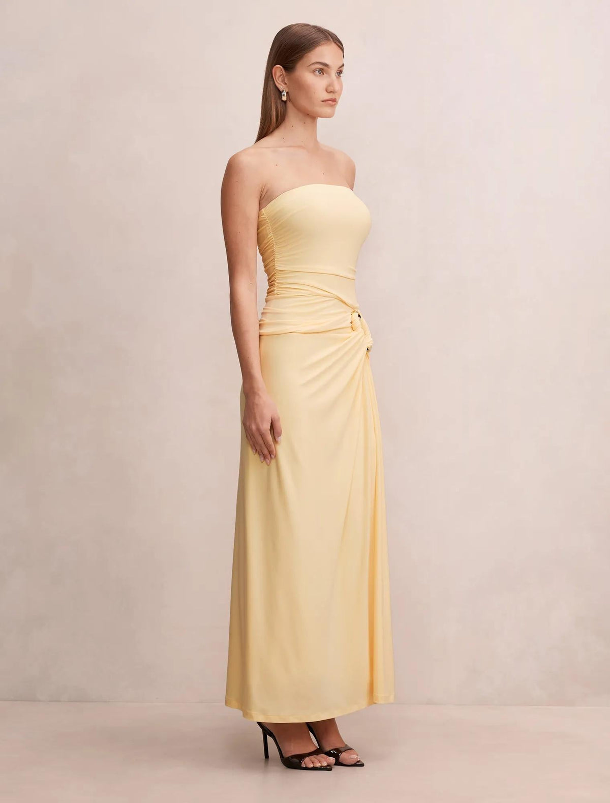 Keely Strapless Jersey Maxi Dress Spring Daffodil