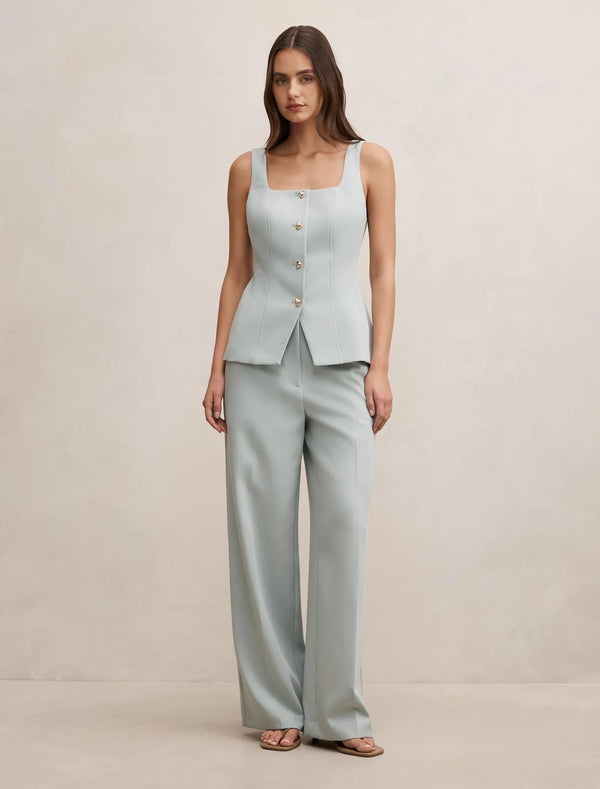 Lee Wide Leg Pants Hazy Aqua Suit
