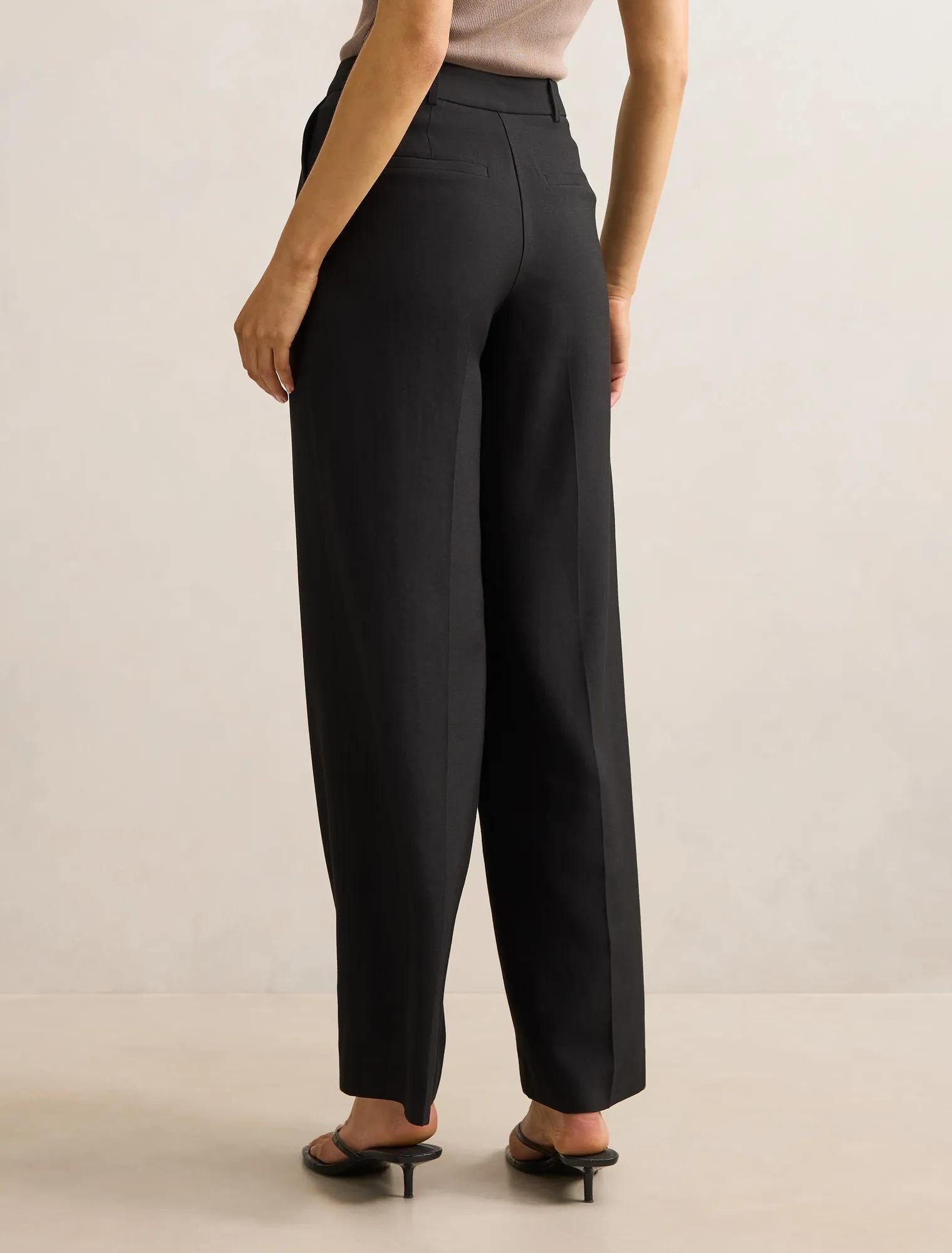 Penelope Pintuck Straight Leg Pants Black – Forever New