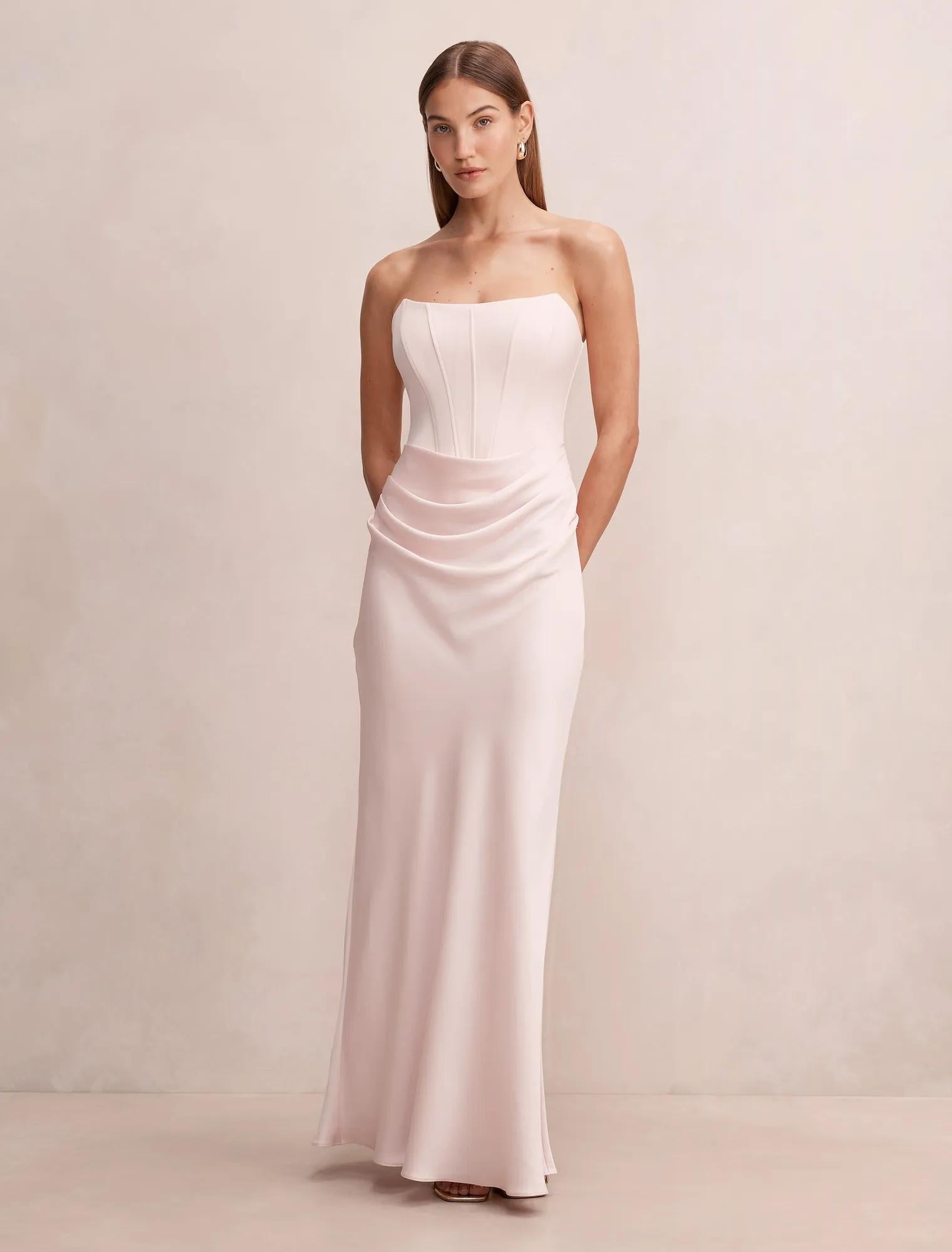 Isra Drape Strapless Maxi Barely Pink