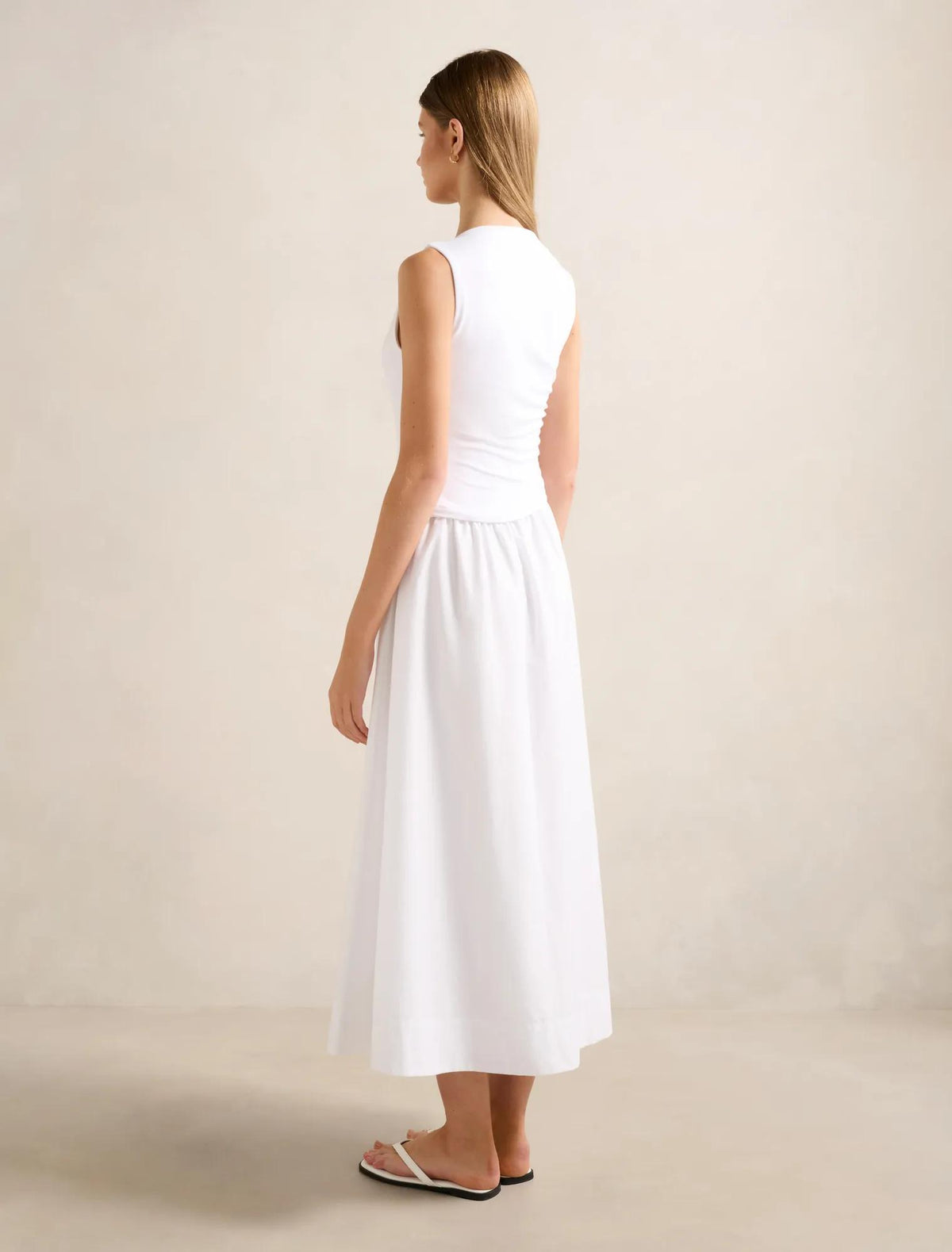 Felicity Asymmetric 2-in-1 Midi Dress Porcelain