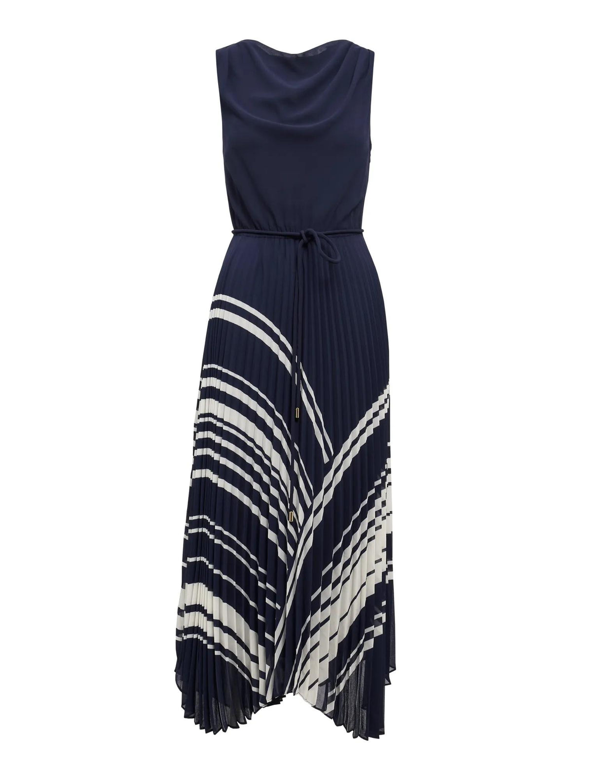 Addie Pleated Skirt Midi Dress Marnie Stripe_mannequin