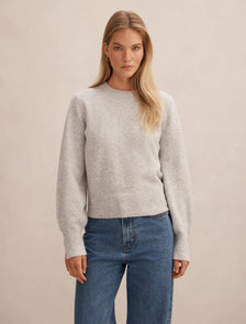 Ellie Cuff Detail Sweater Soft Grey