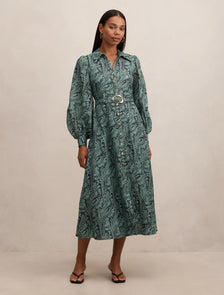 Hazel Shirt Midi Dress Nami Paisley