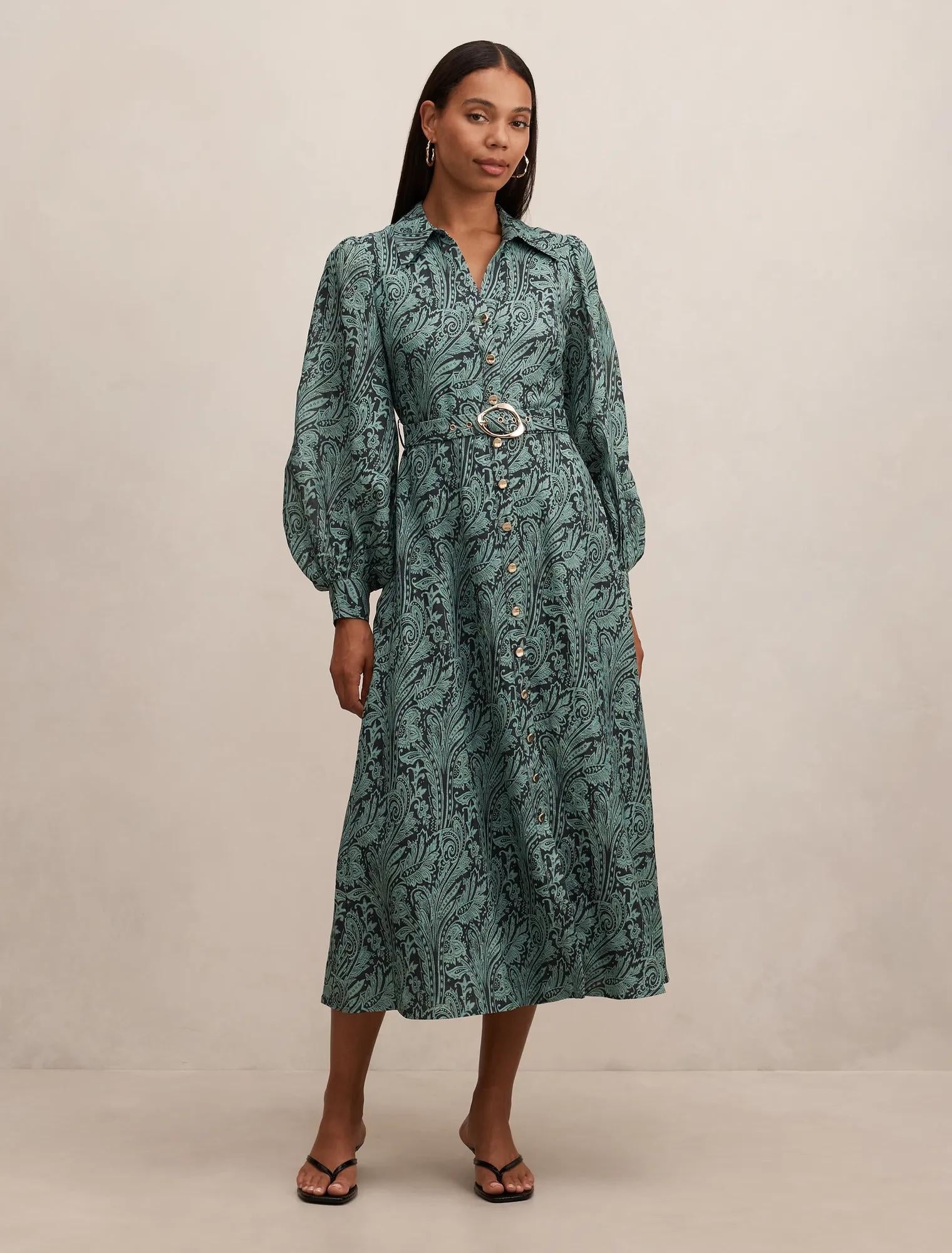Hazel Shirt Midi Dress Nami Paisley