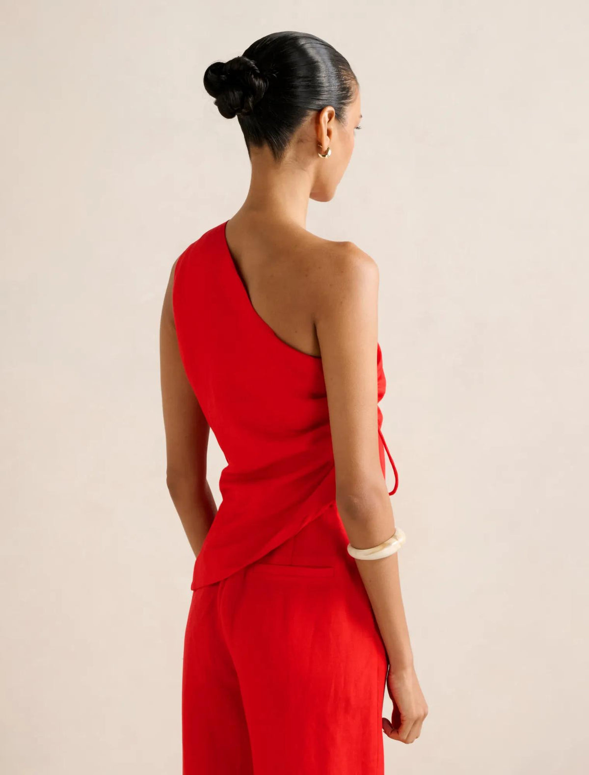 Noah Petite One Shoulder Top Runway Red Co-ord