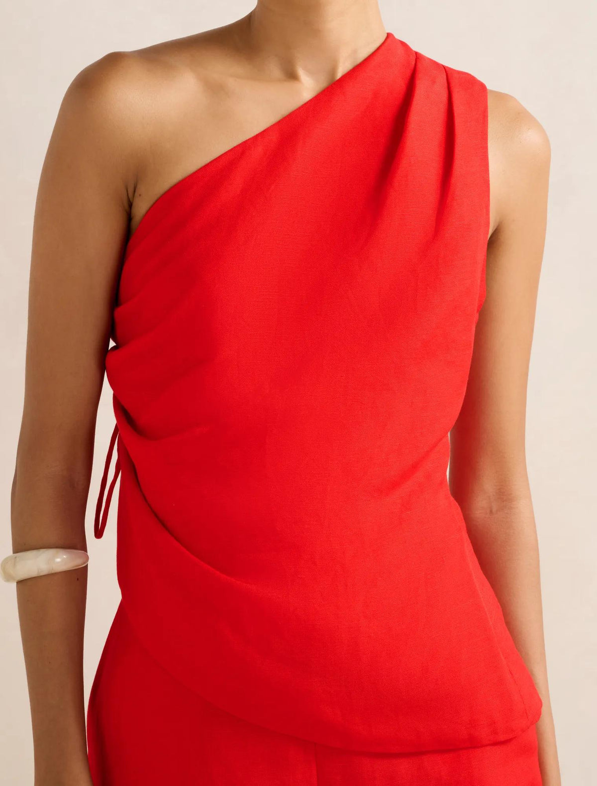 Noah Petite One Shoulder Top Runway Red Co-ord