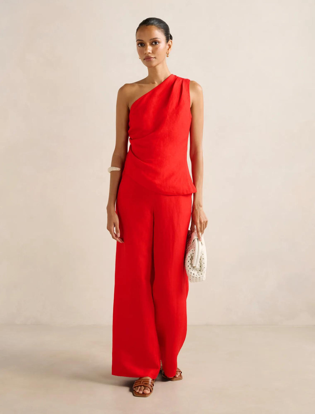 Noah Petite One Shoulder Top Runway Red Co-ord