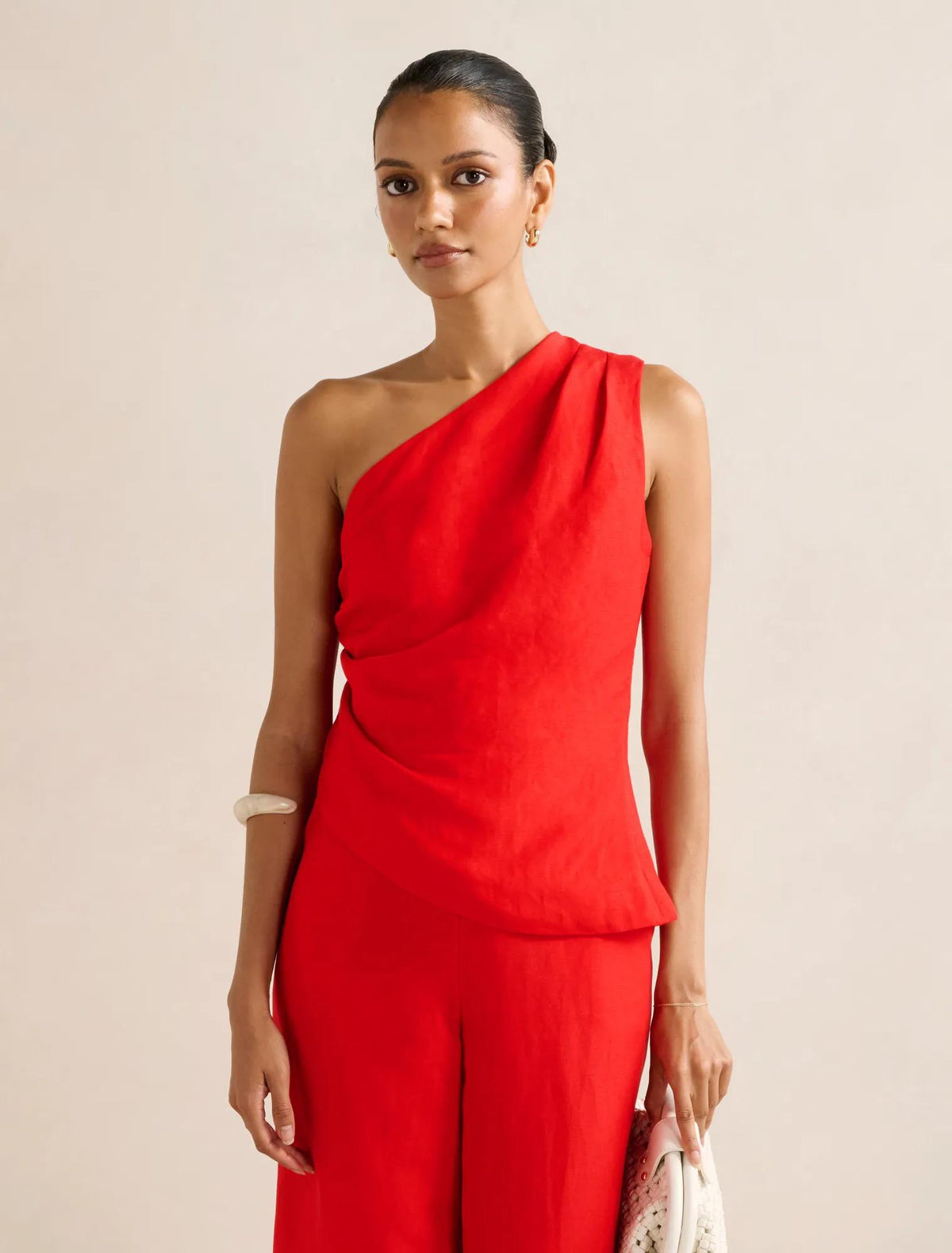 Noah Petite One Shoulder Top Runway Red Co-ord
