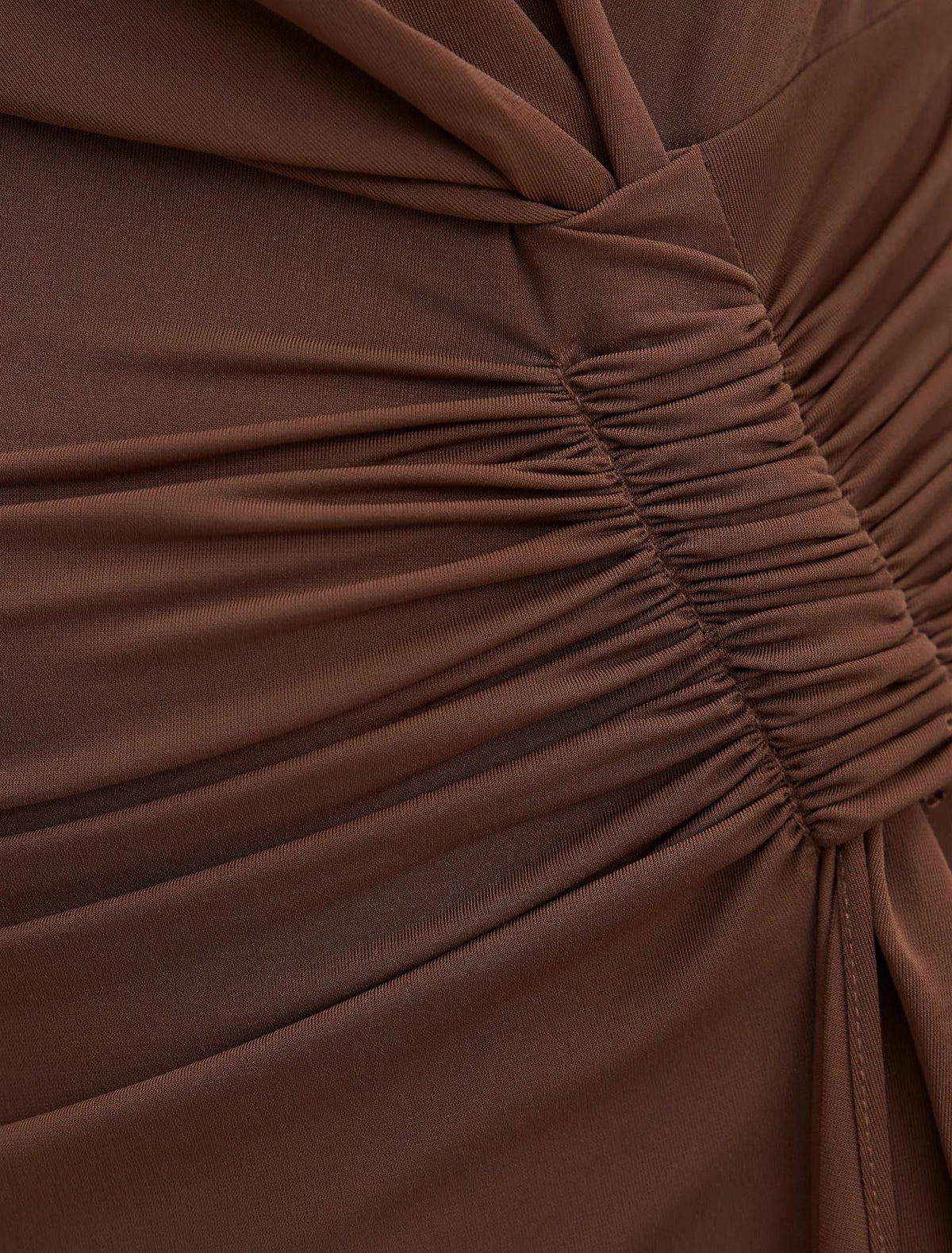 Amara Draped Mesh Maxi Dress Chocolate