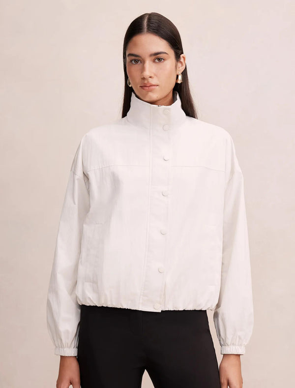 Eliza Funnel Neck Windbreaker Jacket Bone