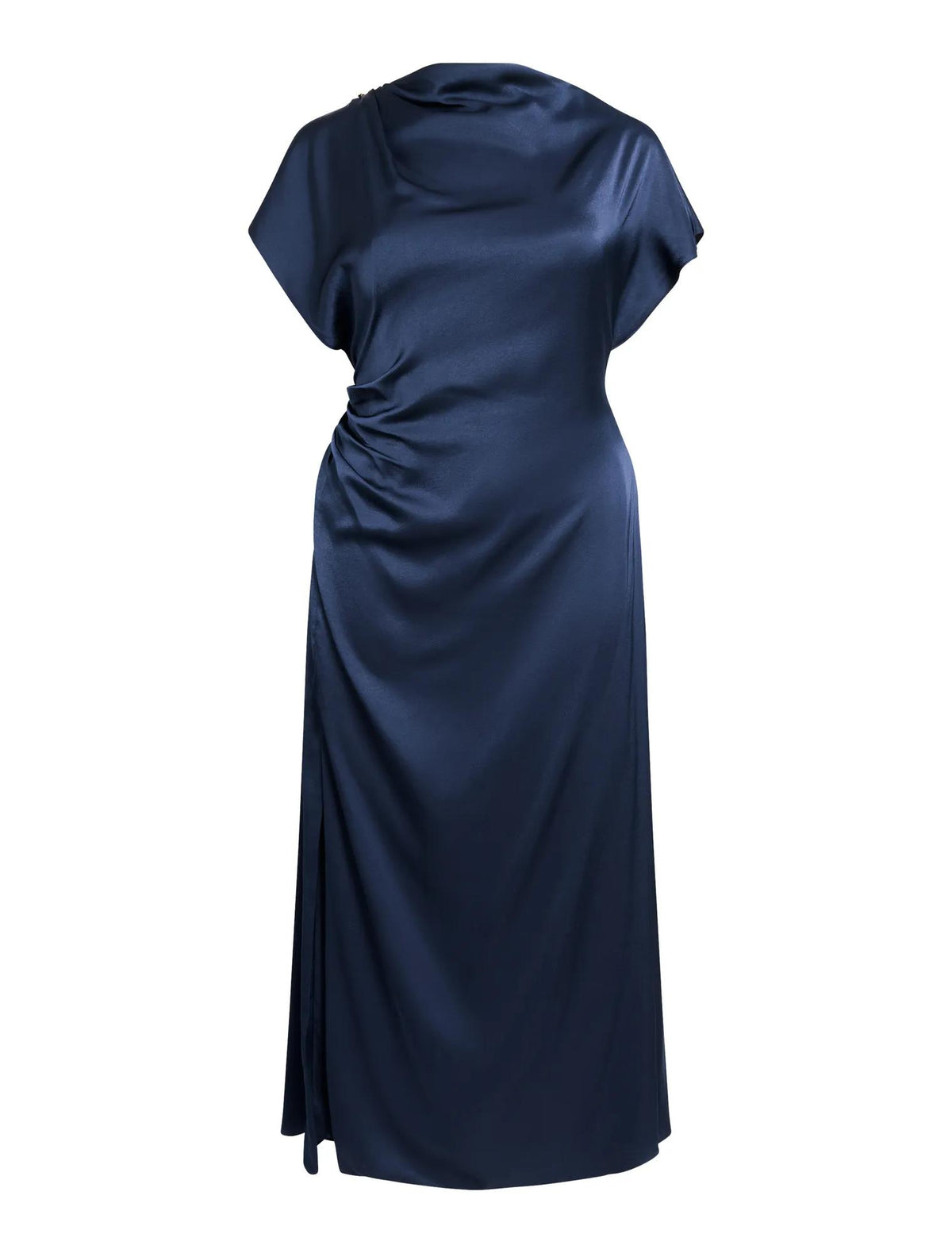 Genevieve Curve Satin Drape Maxi Dress Navy_mannequin