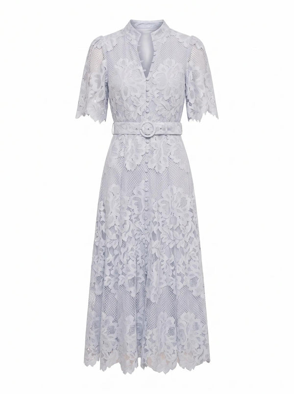 Liberty Flutter Sleeve Lace Midi Heather Blue_mannequin