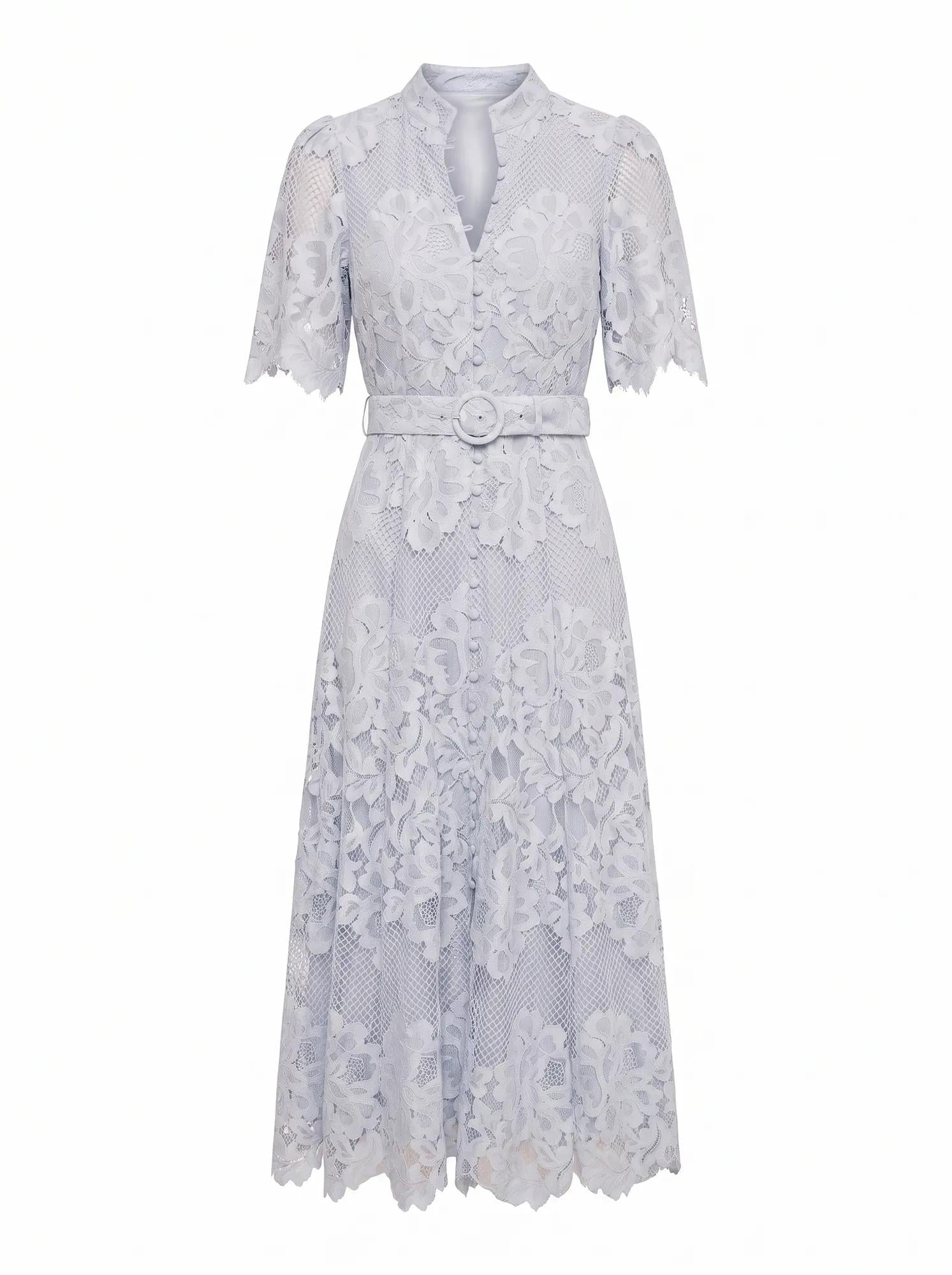 Liberty Flutter Sleeve Lace Midi Heather Blue_mannequin