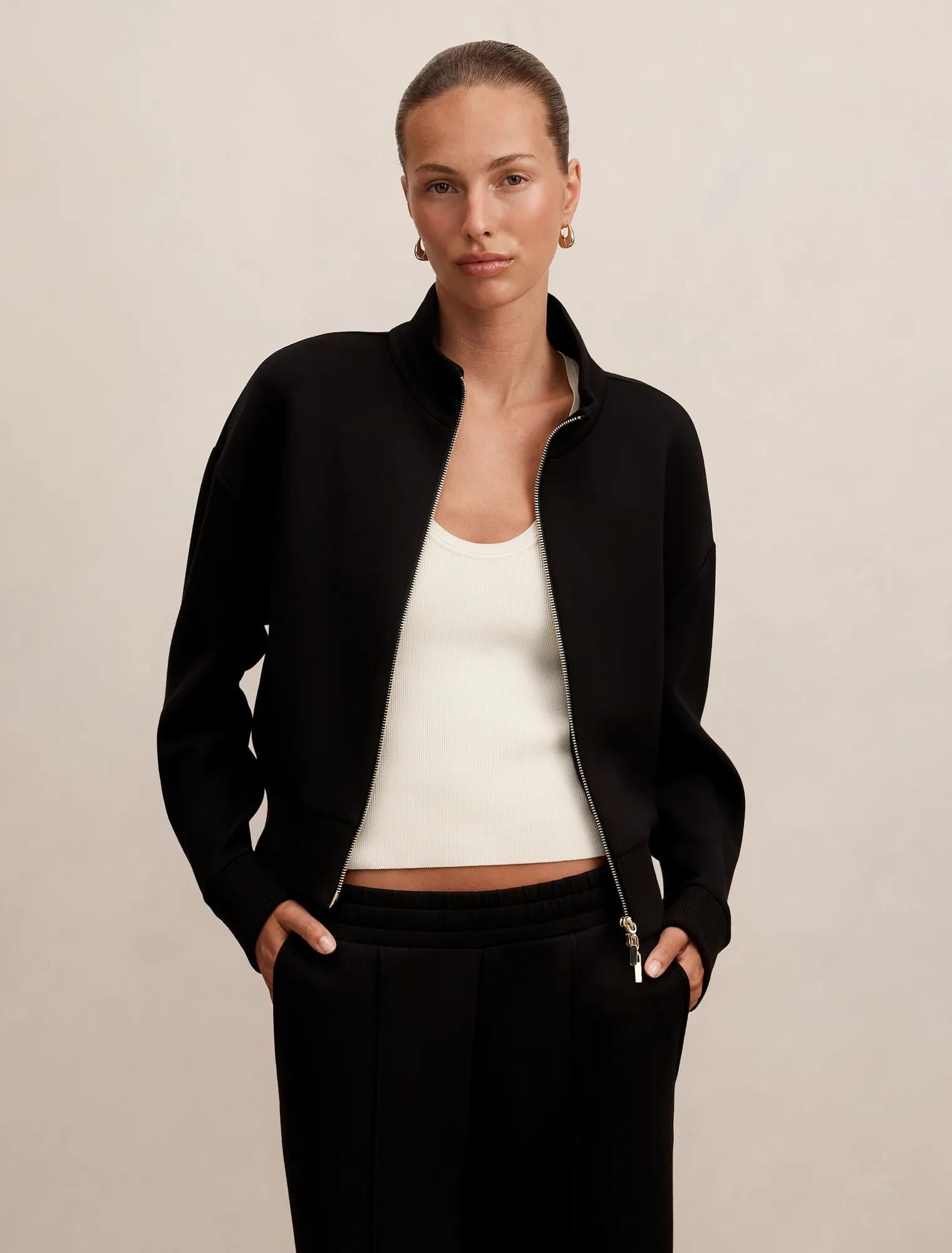 Hannah Zip Lounge Jacket Black