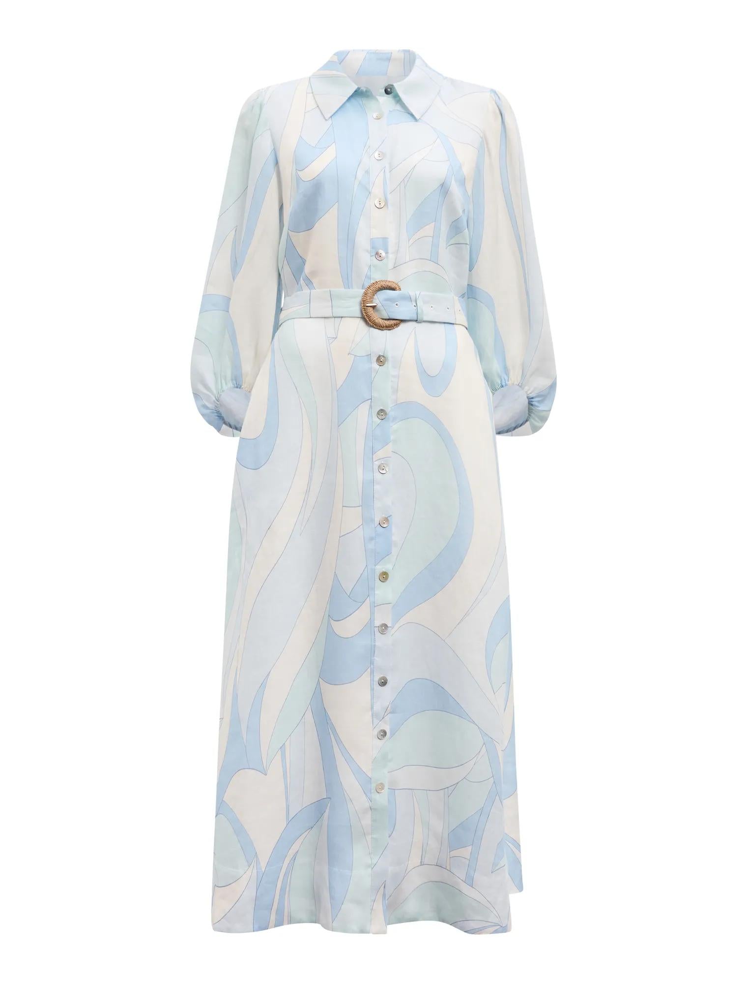 Fia Printed Shirt Midi Dress Mint Tavira mannequin