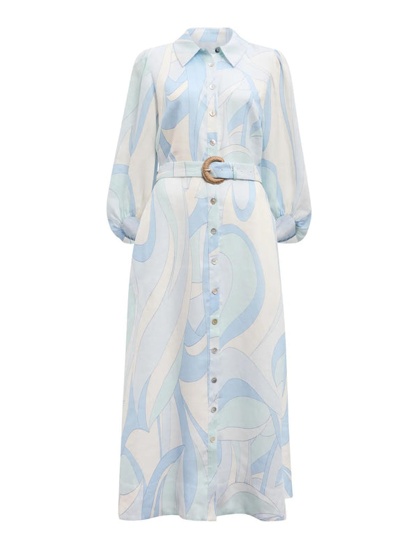 Fia Printed Shirt Midi Dress Mint Tavira mannequin