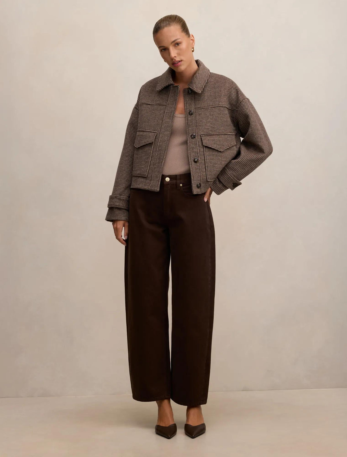 Kaylee Check Cropped Jacket Micro Check