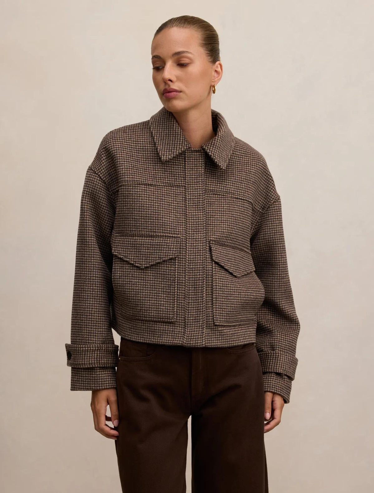 Kaylee Check Cropped Jacket Micro Check