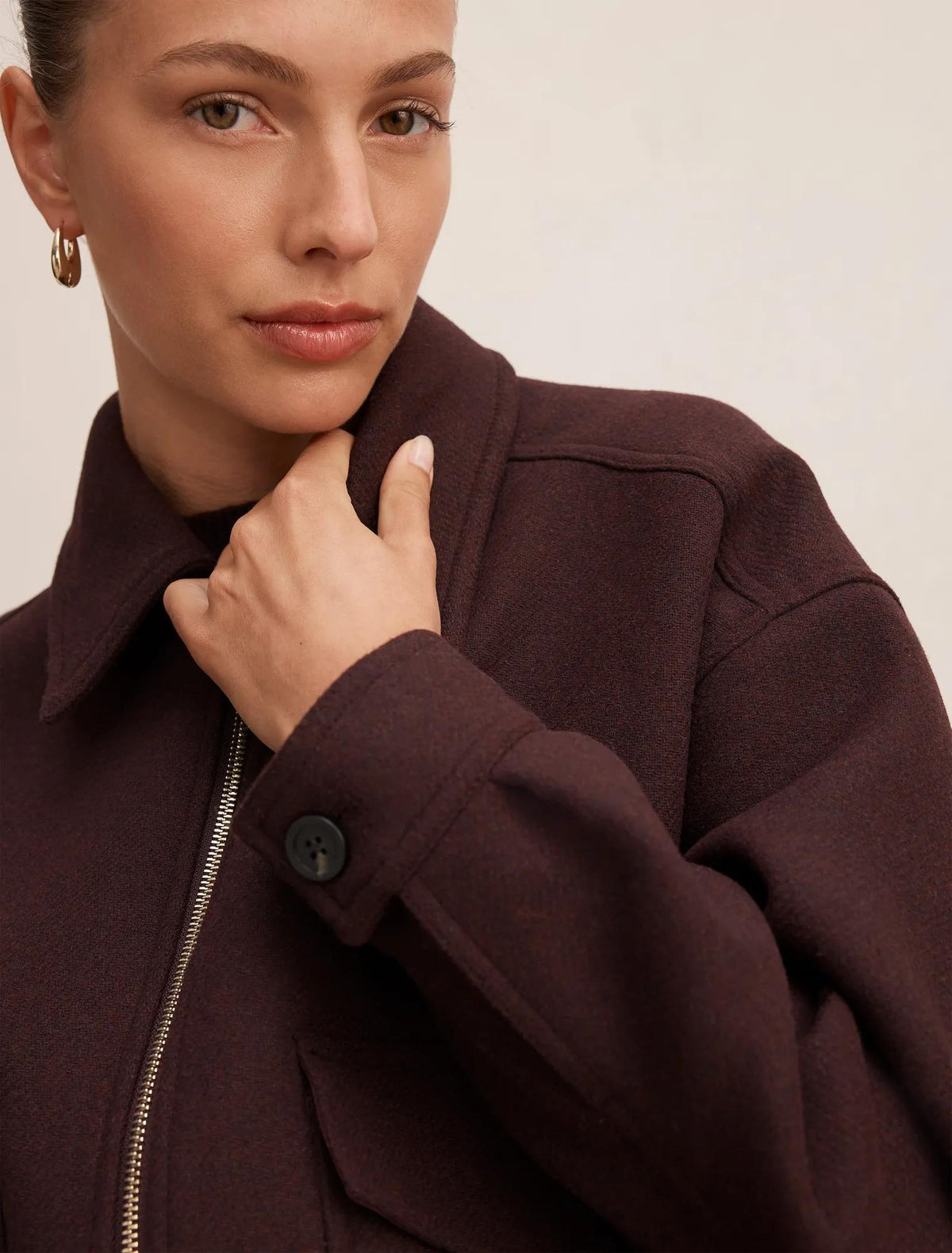 Ariana Patch Pocket Jacket Berry