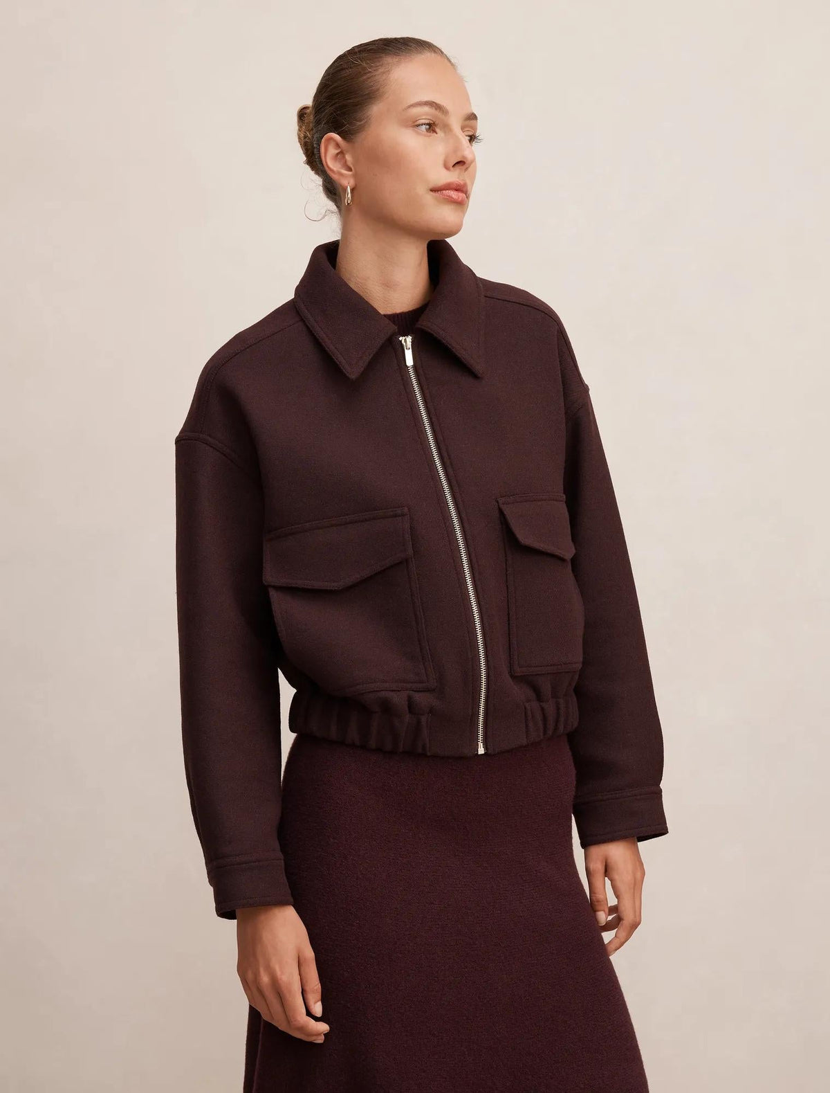 Ariana Patch Pocket Jacket Berry