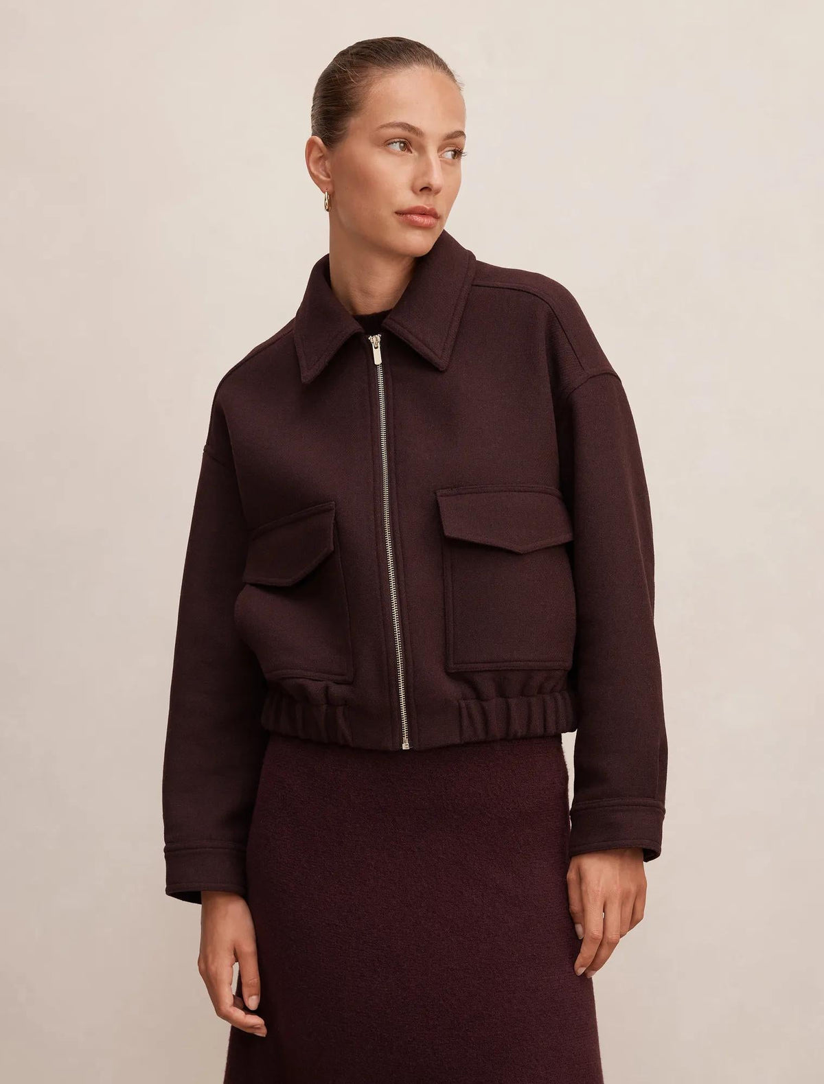 Ariana Patch Pocket Jacket Berry