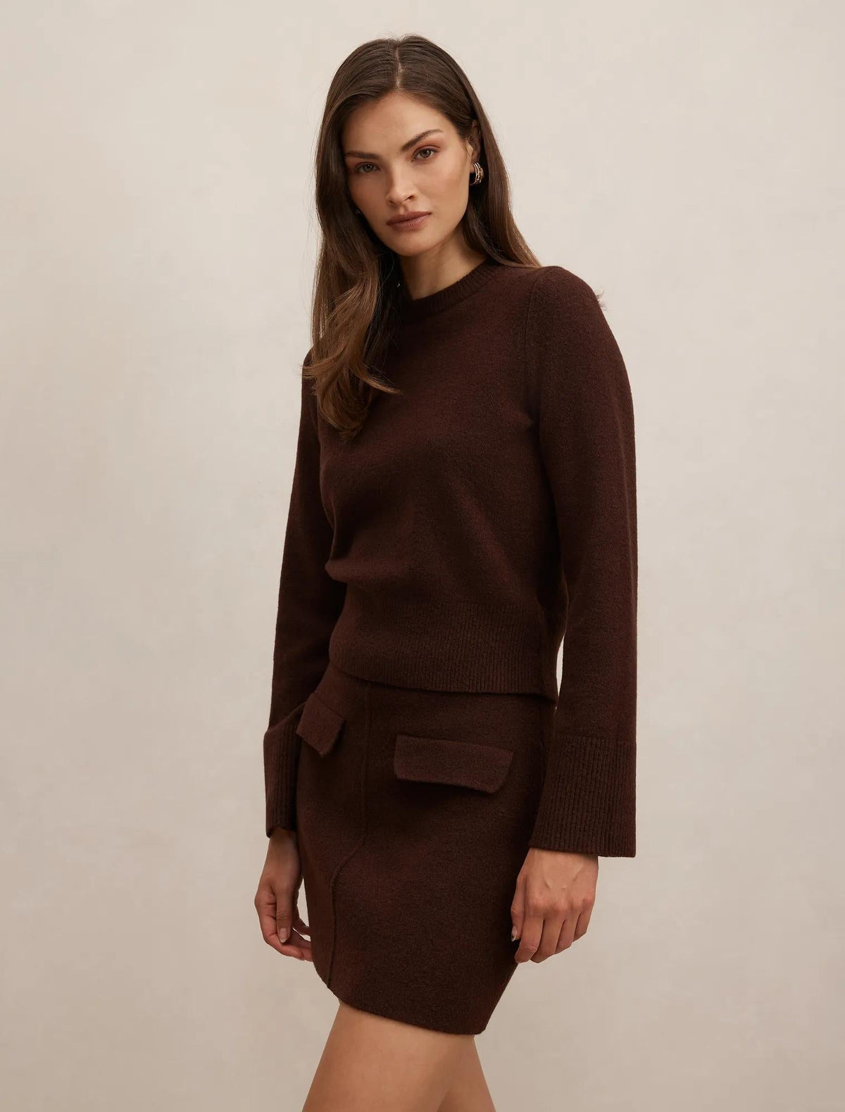 Natalie Knitted Sweater Chocolate Co-ord