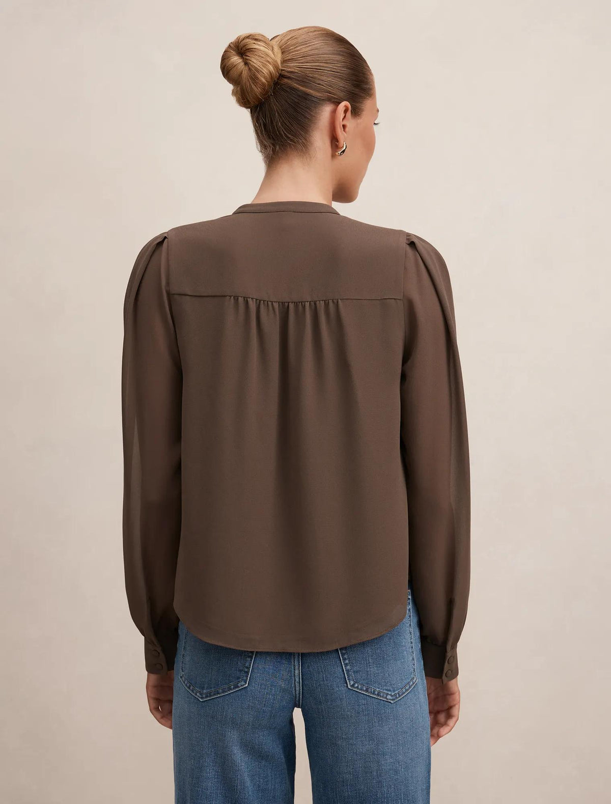 Rory Sheering Blouse Vintage Khaki