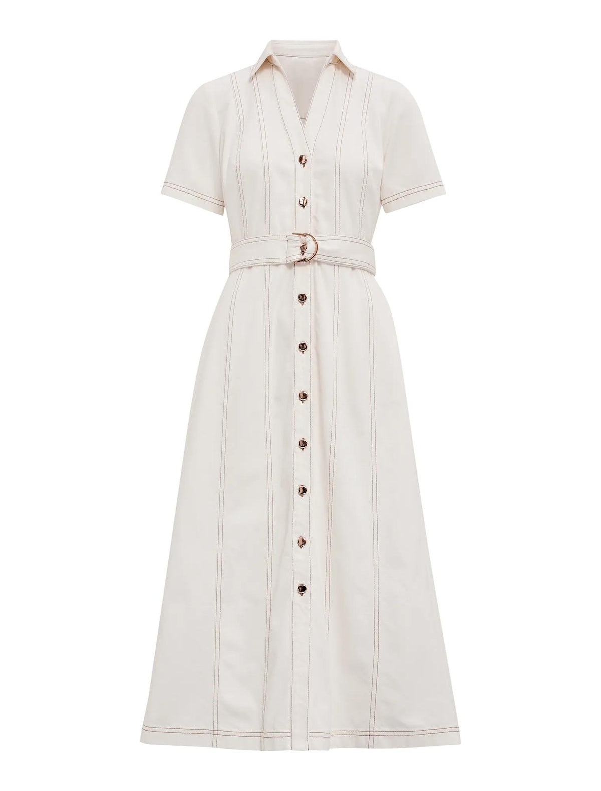 Josephine Short Sleeve Denim Dress Porcelain_mannequin