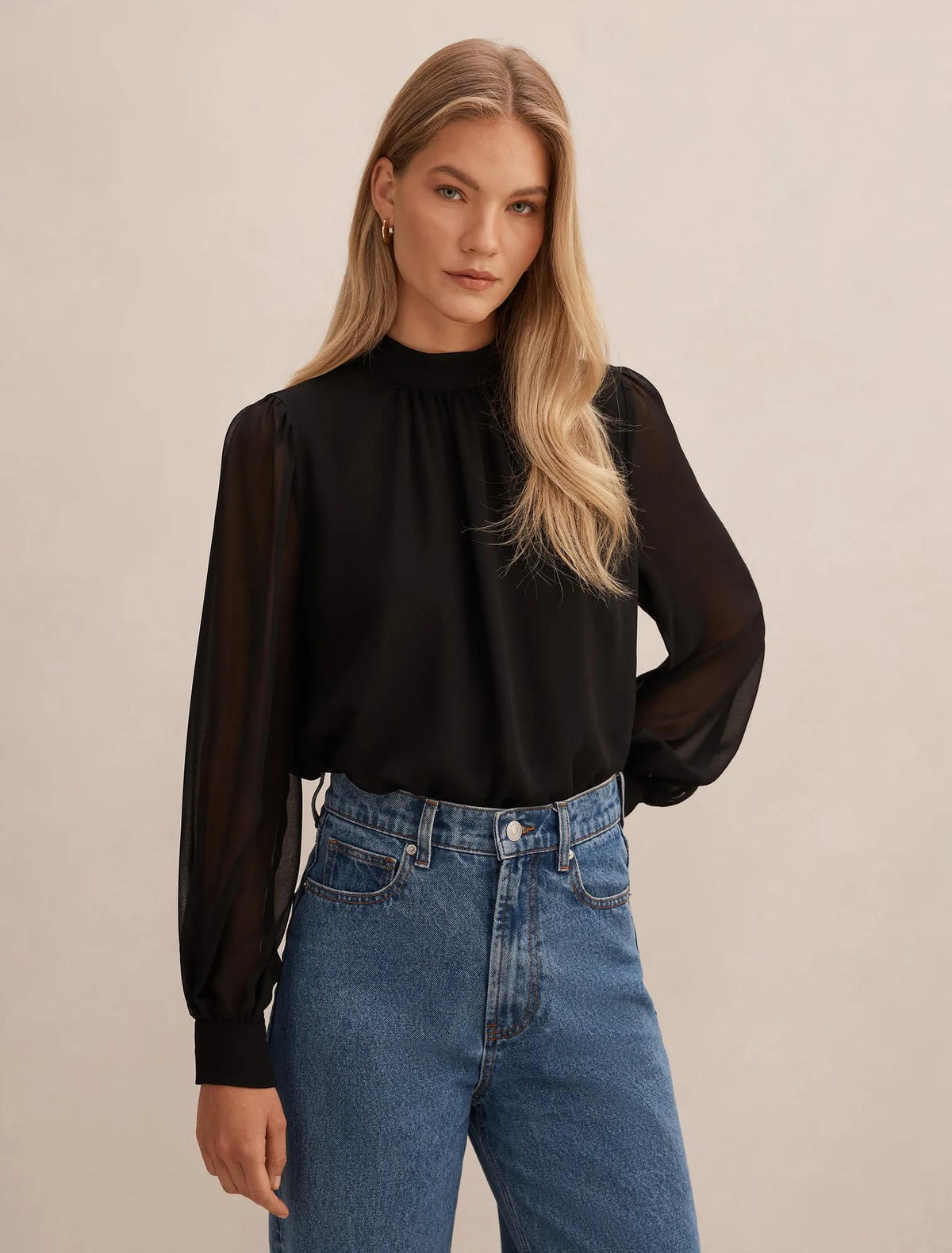 Deja Sheer Blouse Black
