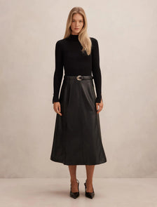 Monique Faux Leather A-Line Dress Black