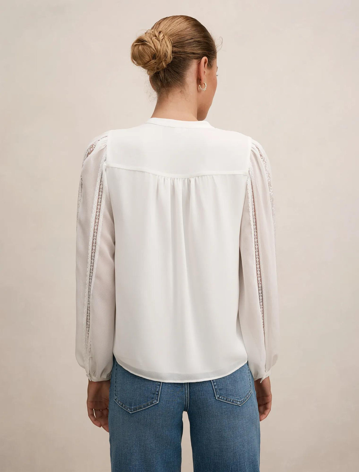 Alexis Lace Trim Blouse Porcelain