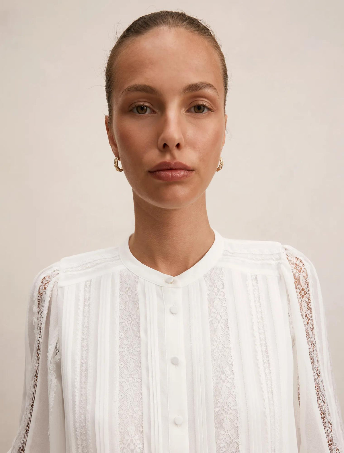 Alexis Lace Trim Blouse Porcelain