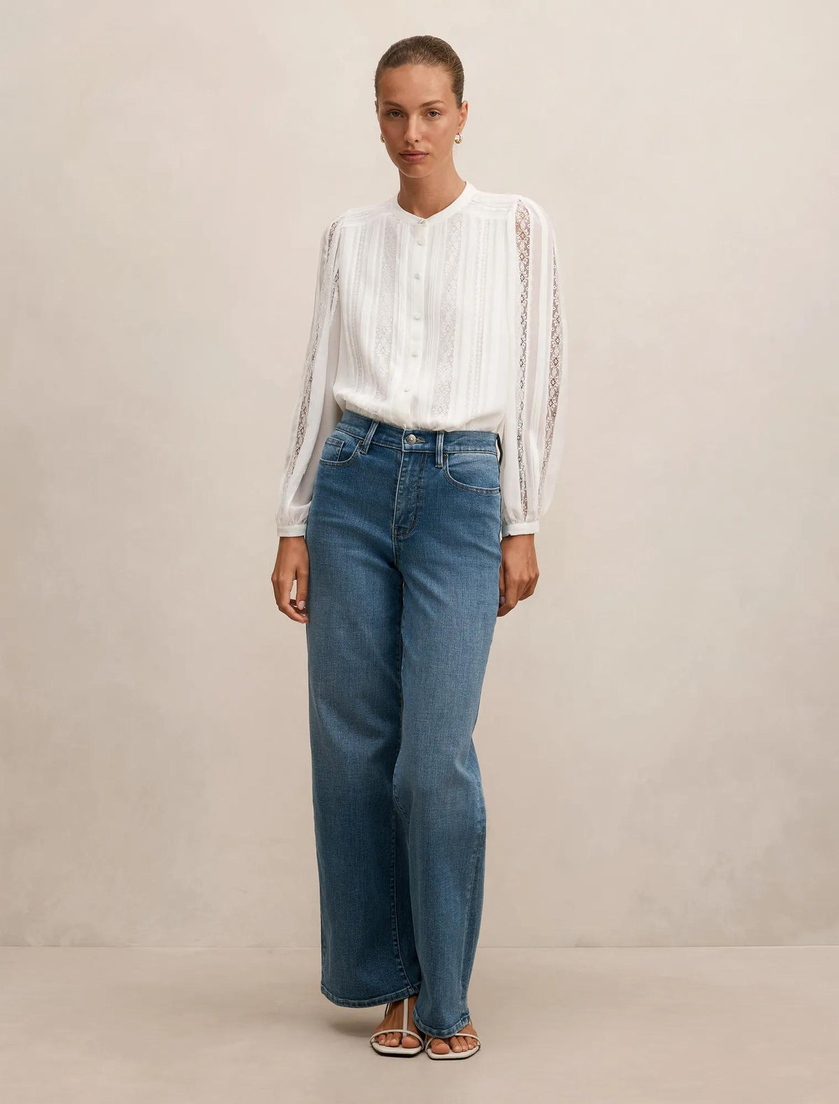 Alexis Lace Trim Blouse Porcelain
