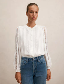 Alexis Lace Trim Blouse Porcelain