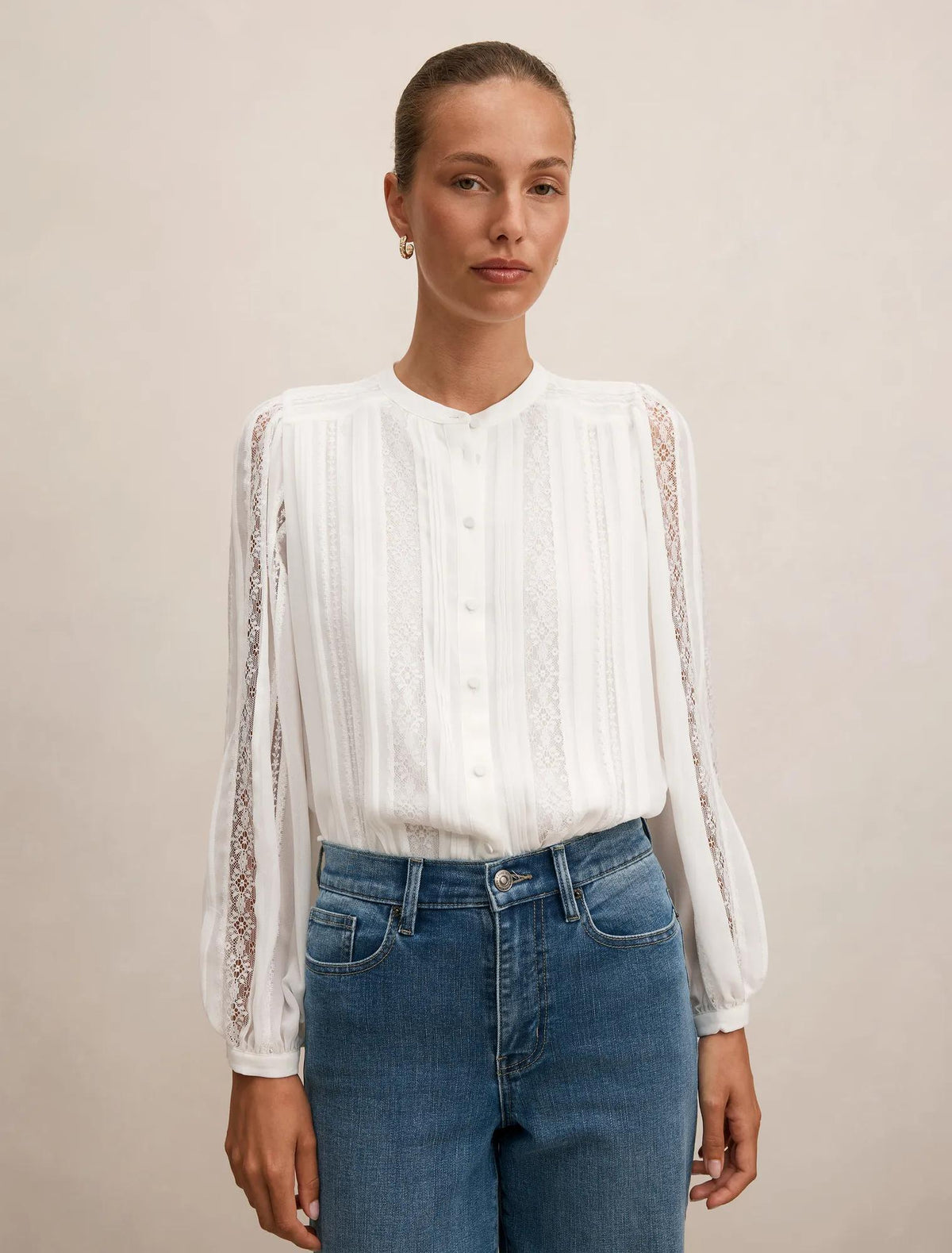 Alexis Lace Trim Blouse Porcelain