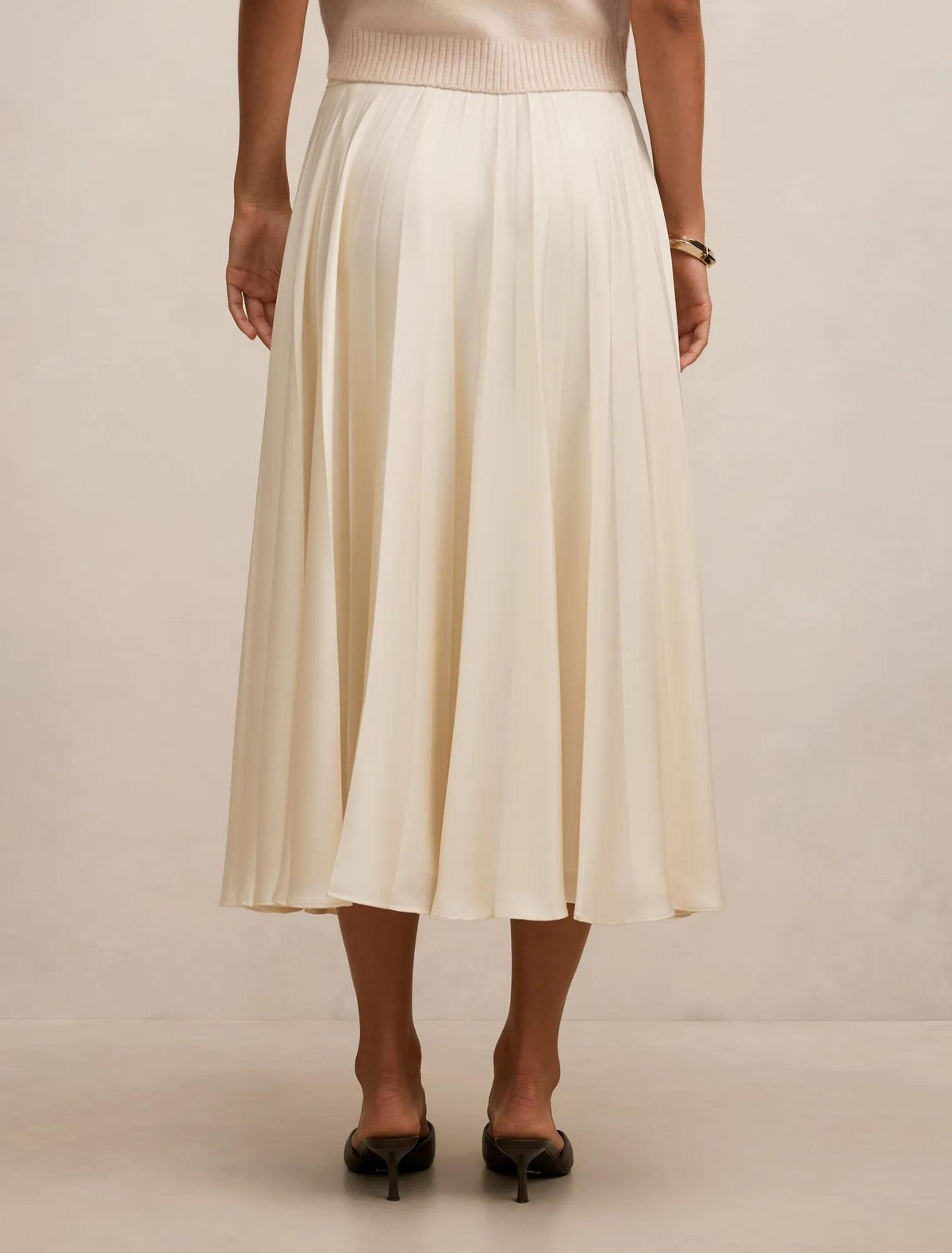 Danielle Pleated Midi Skirt Cream