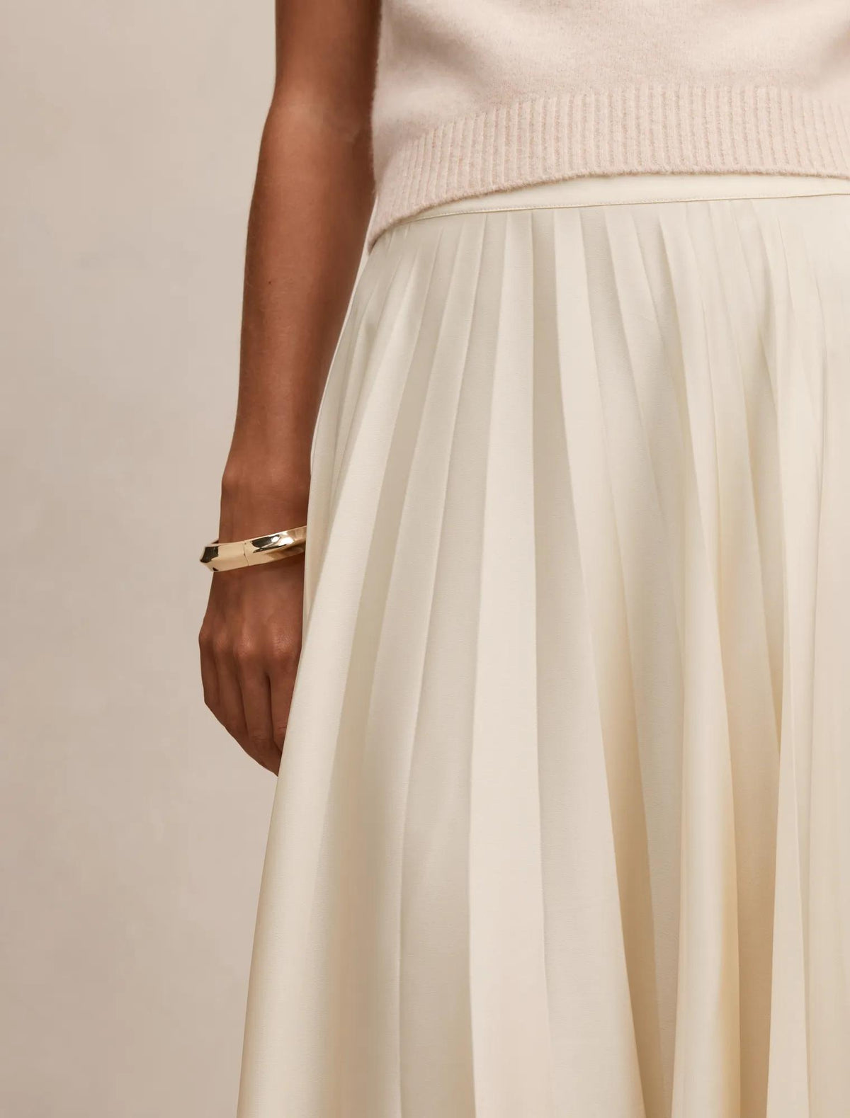 Danielle Pleated Midi Skirt Cream