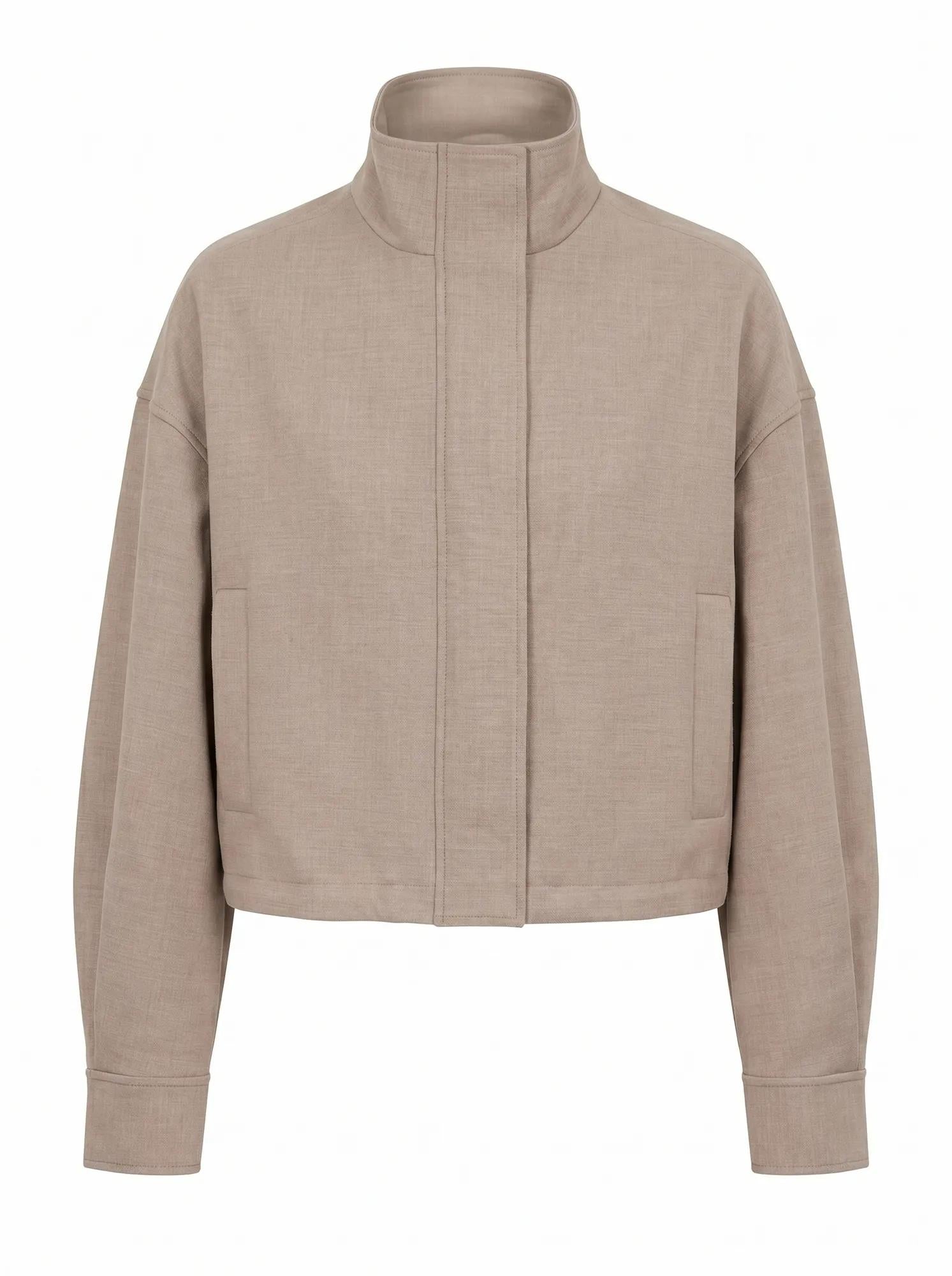 Maya Funnel Neck Jacket Neutral Set_mannequin
