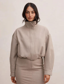 Maya Funnel Neck Jacket Neutral Set