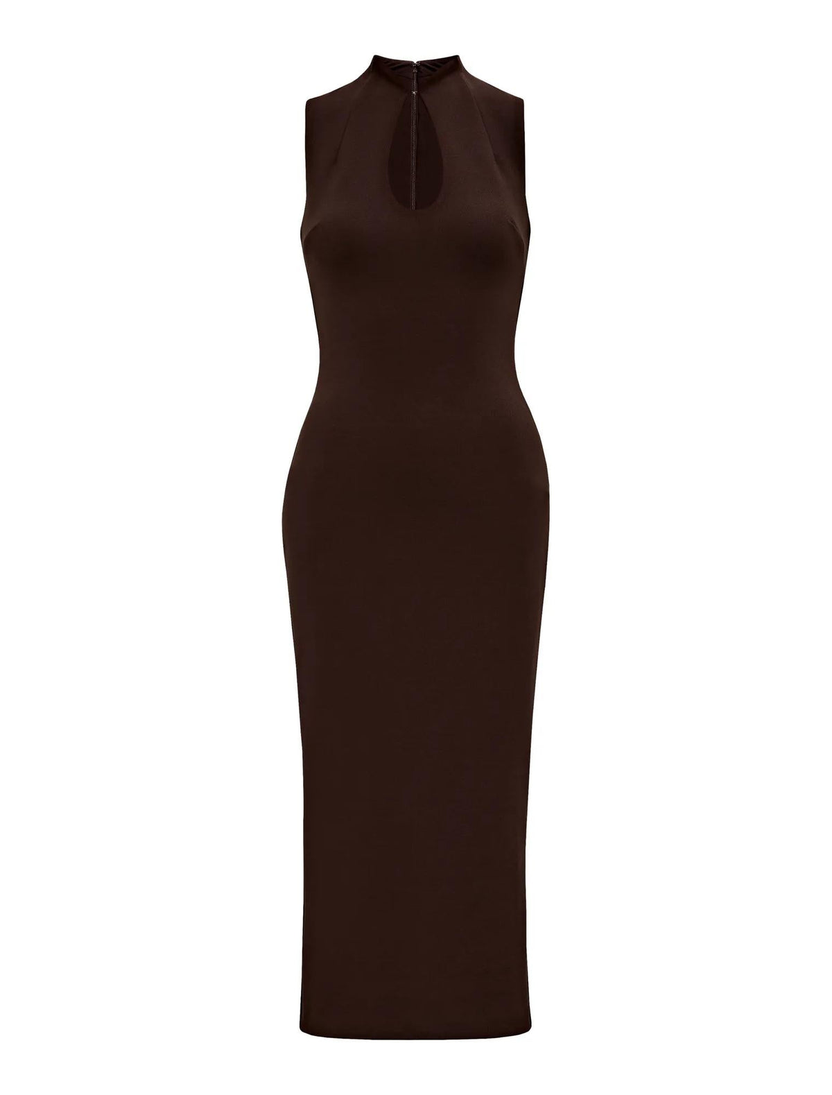 Frankie High Neck Keyhole Bodycon Chocolate
