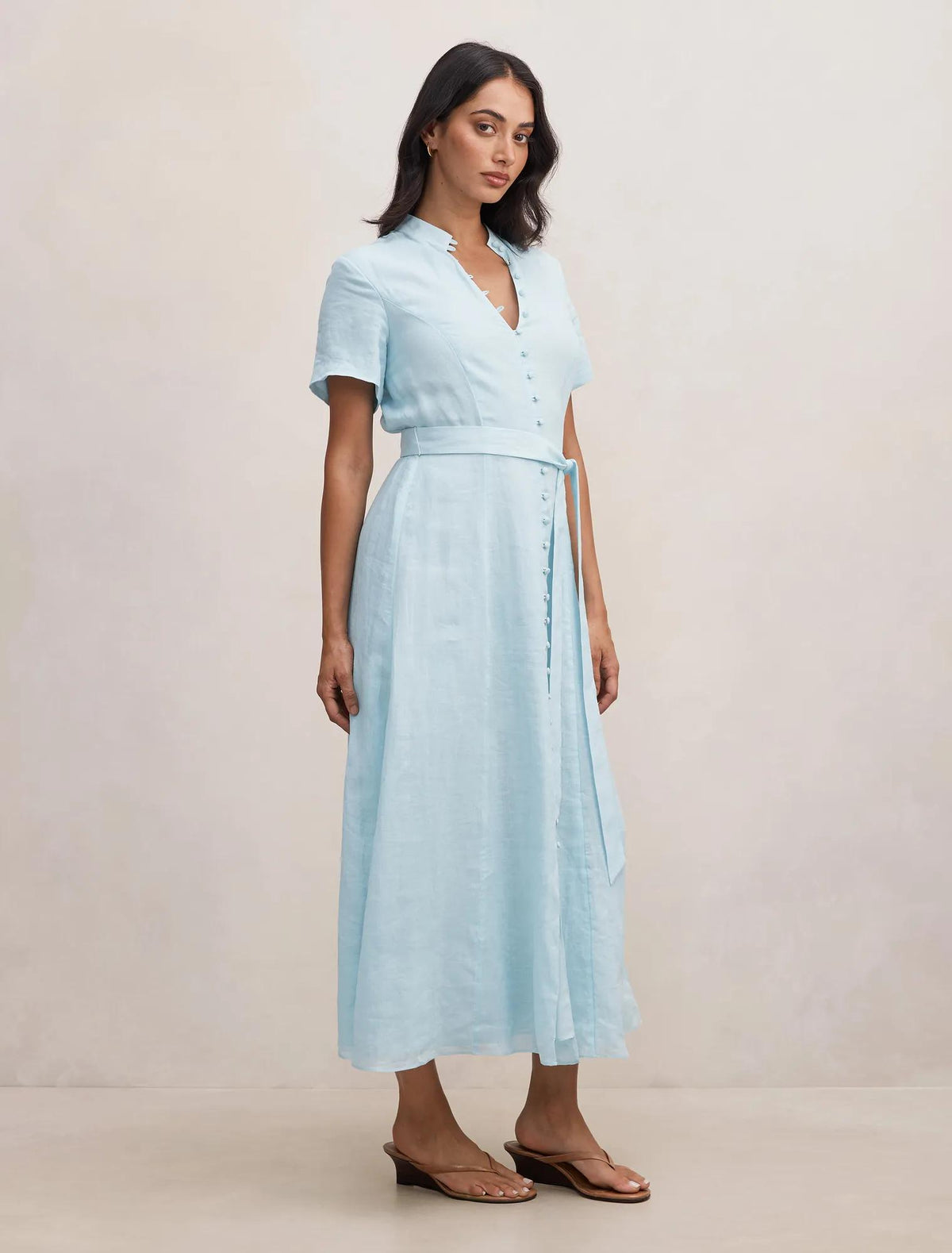 Therese Short Sleeve Midi Dress Seafoam Aqua