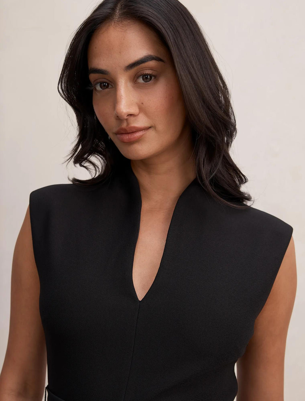 Rory Structured Tie Mini Dress Black