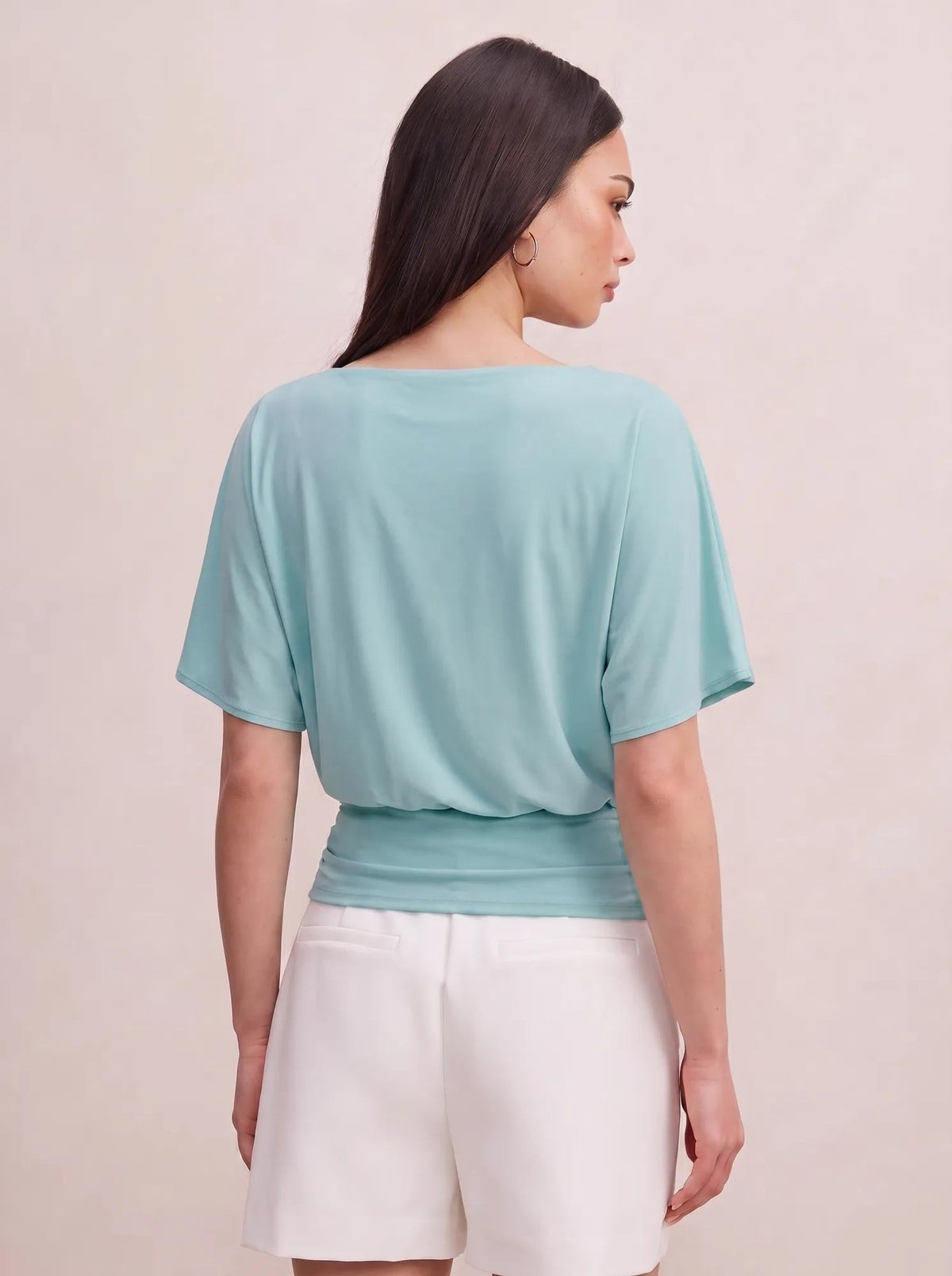 Piper Cinched Flutter Sleeve Top Blue Glow