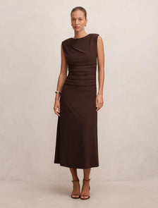 Alisa Ruched Jersey Midi Dress Freckle